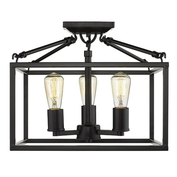 Golden Lighting Wesson 3-light Semi-Flush Mount in Matte Black
