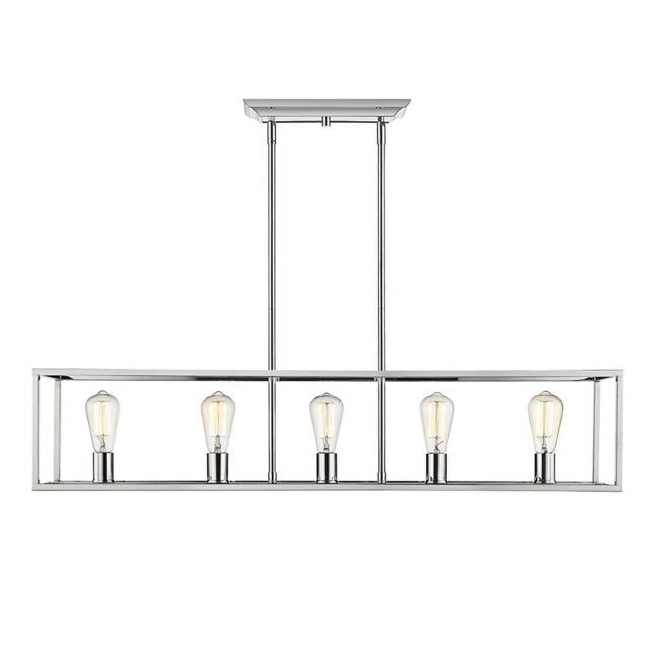 Contemporary Chrome 41" Linear Island Pendant with Exposed Bulbs