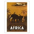 thumbnail image 1 of West Africa - Equatorial Africa - Elephants - Vintage Airline Travel Poster by Vincent Guerra c.1946 - Fine Art Matte Paper Print (Unframed) 11x14in, 1 of 4