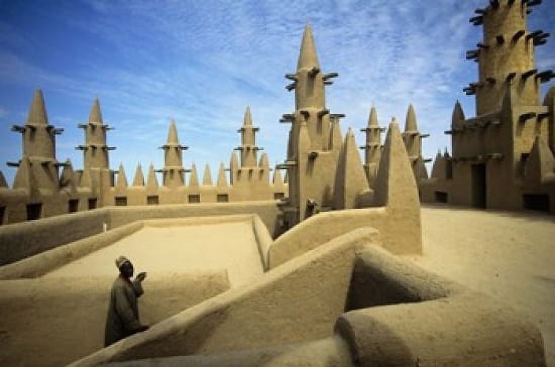 West African Man at Mosque Mali West Africa Canvas Art - Ellen Clark DanitaDelimont (34 x 23)