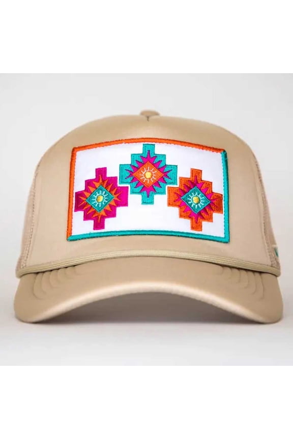 WestCo Aztec Embroidered Khaki Trucker Cap
