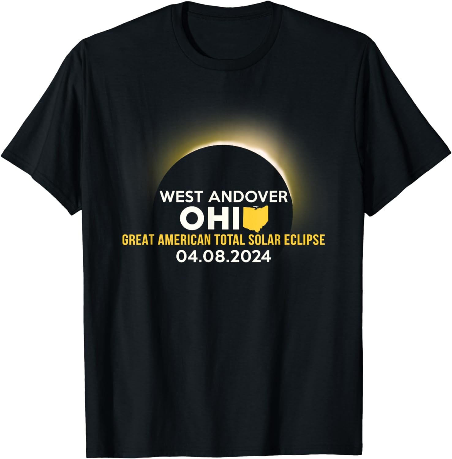 West Andover, OH Ohio Total Solar Eclipse 2024 T-Shirt - Walmart.com