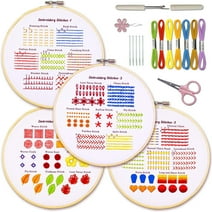 West Bay 4 Sets Embroidery Kit for Beginners Adults, Learn 31 Different Embroidery Patterns, Includes Easy to Follow Instruction & Video,Multi-Color