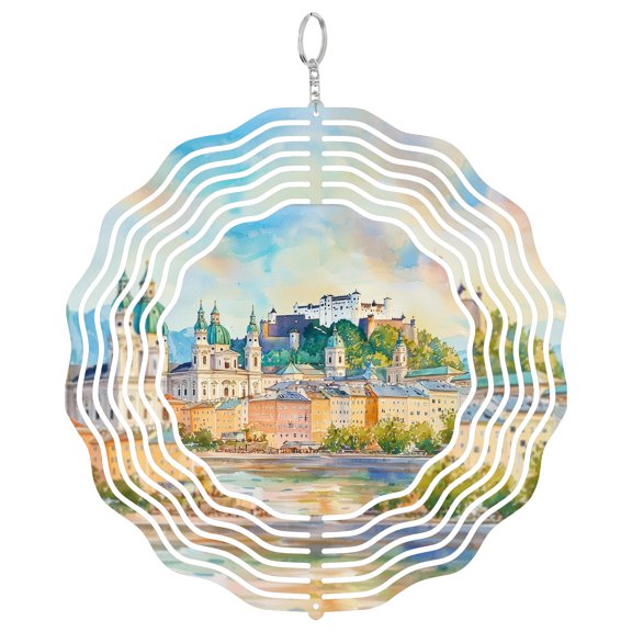 West Bay Dorset Jurassic Coast 3D Wind Spinner Stainless Steel Hanging Ornament Garden Decor Gift For Fossil Hunter