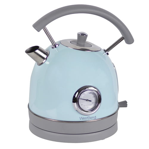 West Bend 1.7L Retro-Style Stainless Steel Electric Kettle, 1500W, Blue