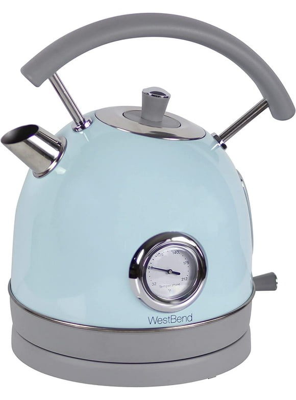 West Bend 1.7L Retro-Style Stainless Steel Electric Kettle, 1500W, Blue