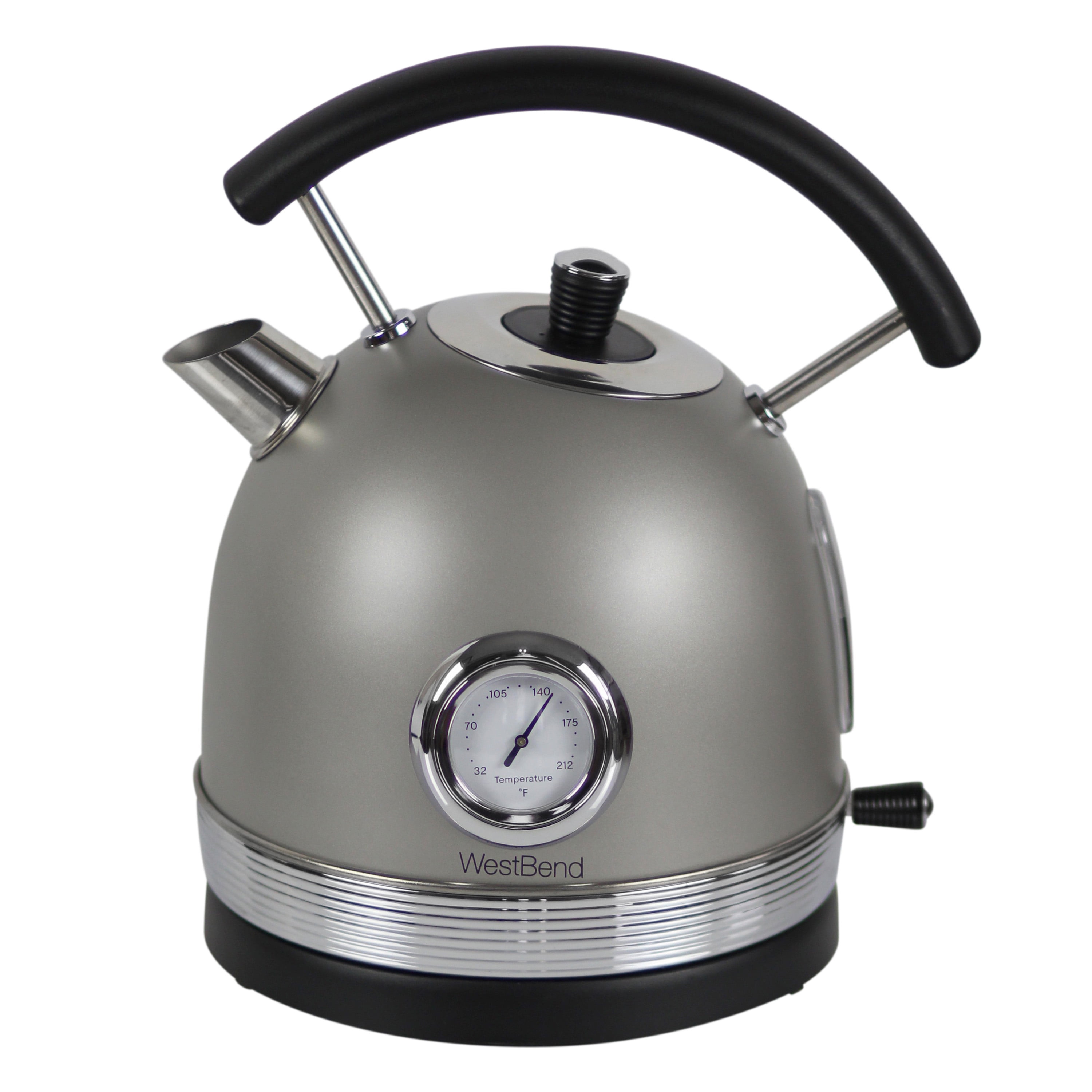 West Bend 1.7L Retro-Style Stainless Steel Electric Kettle, 1500W, Gray
