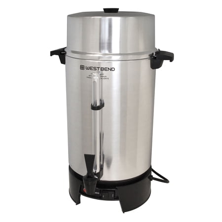 West Bend Coffee Urn Large Capacity Coffee Maker with Automatic Temperature Control, 100 Cup, in Silver