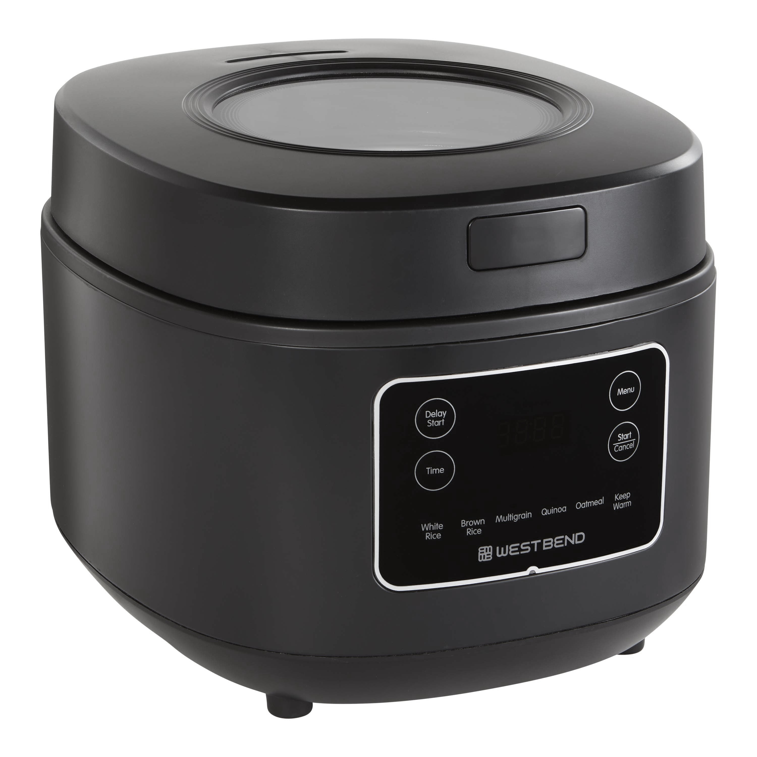 Black 12-Cup Programmable Electric Rice Cooker with Steamer