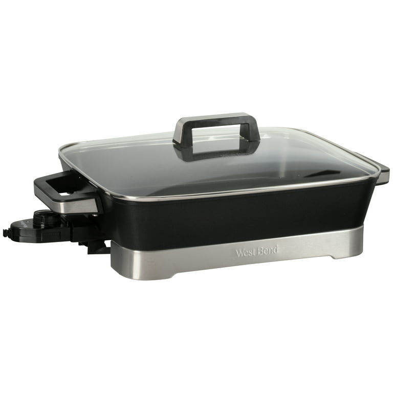 West Bend Family-Sized Electric Skillet with Diamond Shield Nonstick  Coating, 12-Inch