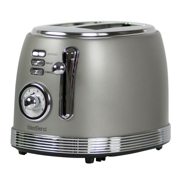 West Bend Retro-Styled 2-Slice Toaster with 4 Functions and 6 Settings, in Gray (TTWBRTGR13)