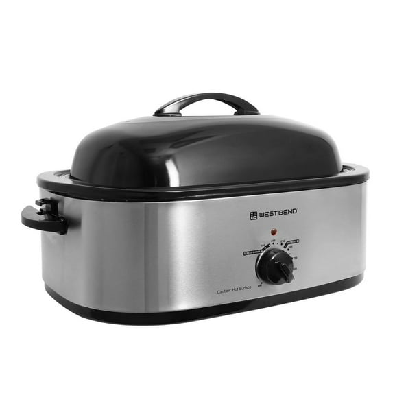 West Bend 20QT Roaster Oven with Rack and High Dome Lid in Stainless Steel