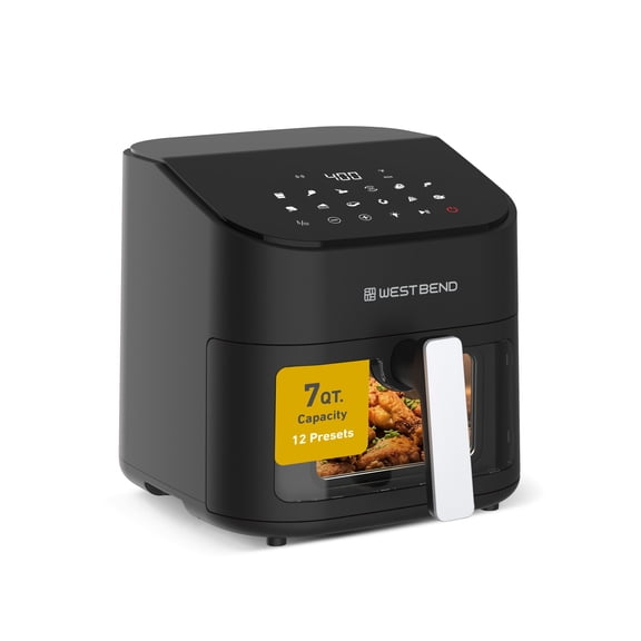 West Bend 7 Quart Digital Air Fryer, 12 Presets, Non-Stick Basket, Easy Cleanup, in Black (AFWB7DBK13)