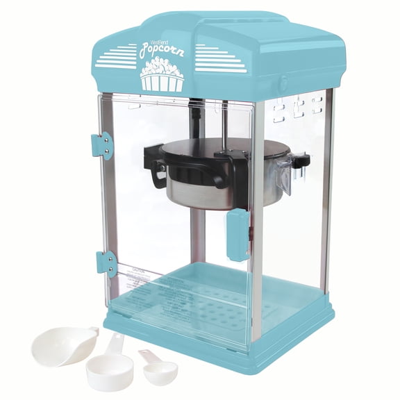 West Bend Theater Crazy Stirring Oil Popcorn Maker with Non-Stick Stainless Steel Kettle, 4 Qt. Capacity, in Blue (PC8251BL13)