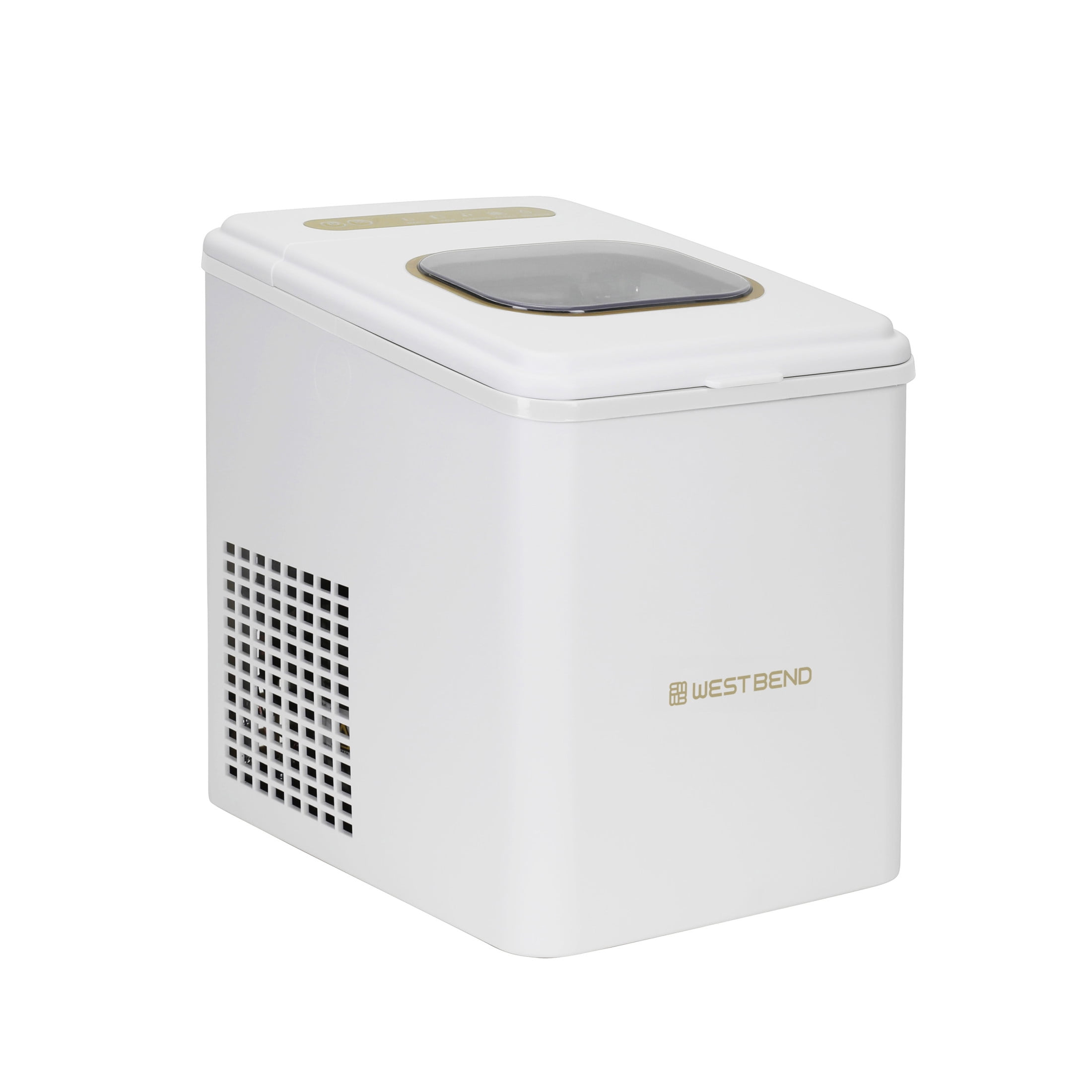 West Bend Timeless 26lb. Countertop Bullet Ice Maker in White and Gold (WBIM2625WG)