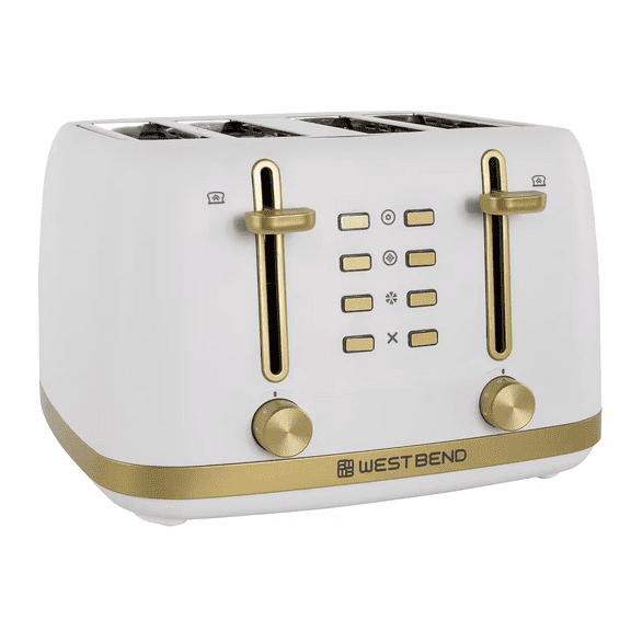 West Bend Timeless 4-Slice Toaster, White Gold