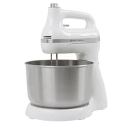 West Bend Two Sweet 2-in-1 Mixer, 4.4 Qt Capacity, Hands-Free Stand or Hand Mixer, 11 Speeds, Stainless Steel Bowl, in White SMWB2N1WH13