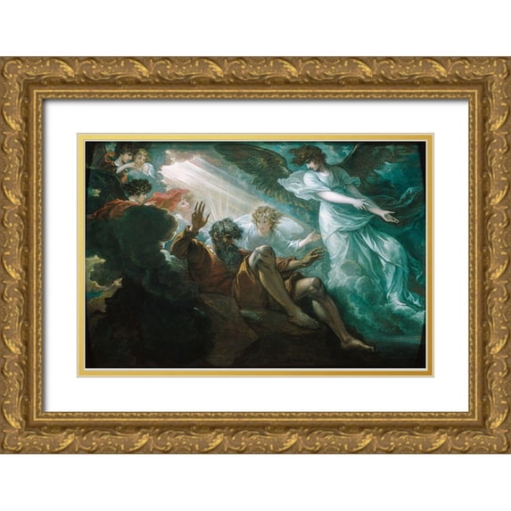 West, Benjamin 32x23 Gold Ornate Wood Framed with Double Matting Museum Art Print Titled - Moses Shown the Promised Land 1801