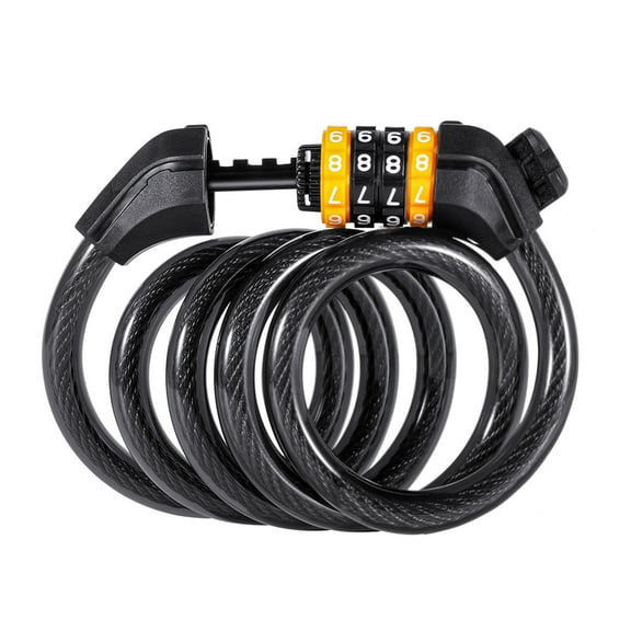 West Biiking 1.2M Cable Lock with 4 Digit Password Bike Chain Lock, Black