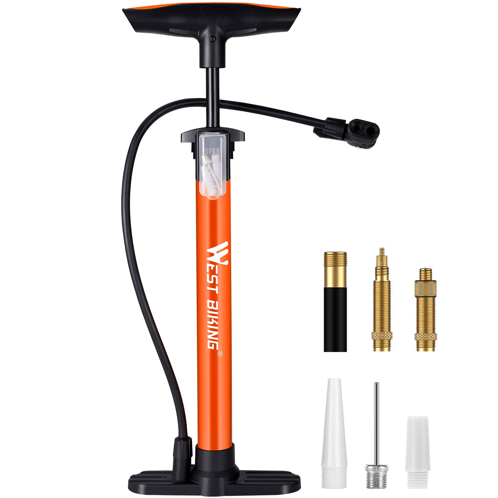 WEIDMAX High Pressure Floor Pump, Ergonomic Bicycle Pump with Pressure  Gauge, Air Pump Bicycle All Valves, Bicycle Tyre Pump, Portable Bicycle  Pump for Presta & Schrader Valve, 160 psi, Yellow : 