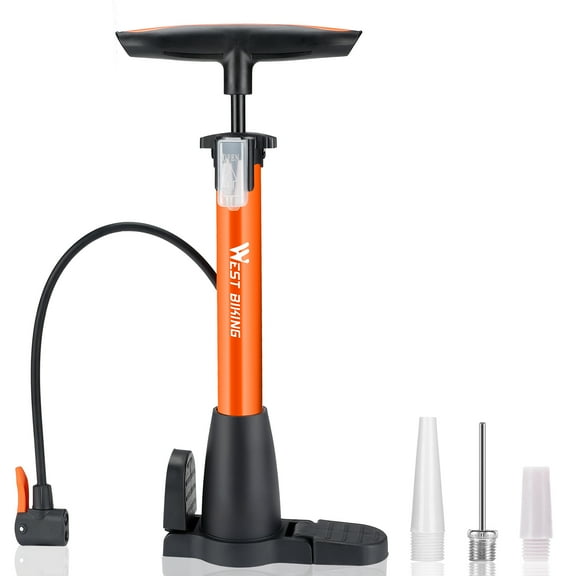 West Biking Bicycle Pump with Schrader and Woods Valve 120 Psi Portable Foot Air Pump