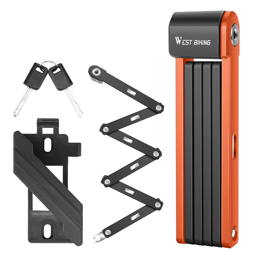 West Biking Foldable Anti-Theft Chain Lock for Bikes and Motorcycles