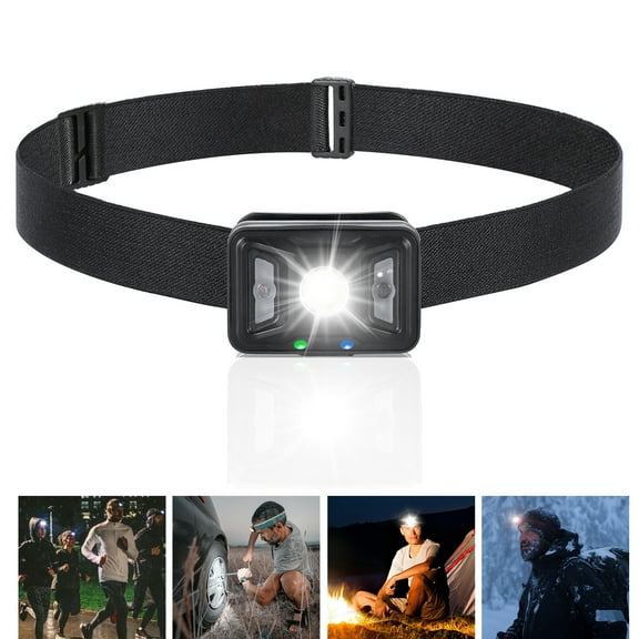 West Biking Running Light 300LM LED Night Head Lamp IPX5 USB Rechargeable, Black