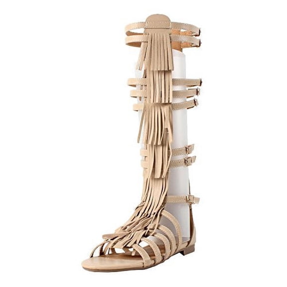 West Blvd Nairobi Fringe Sandals (Beige, 7)