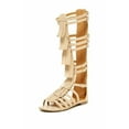 thumbnail image 1 of West Blvd Nairobi Nude Leather Flat Open Toe Knee High Gladiator Fringe Sandals (Beige, 6.5), 1 of 5