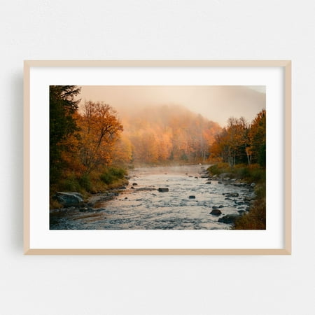 West Branch Ausable River, Adirondack Mountains 02 - Wilmington New York Photography Autumn Landscape Scenic Nature Woodland Forest Oak Framed Wall Art Print 5 x 7 inches