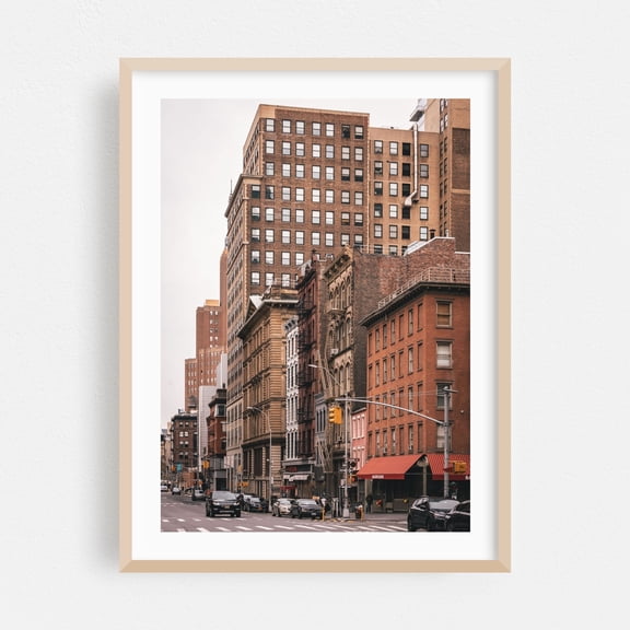West Broadway, Tribeca 03 - Manhattan New York Photography Cityscape Architecture Street Photography City Vintage Travel Poster Oak Framed Wall Art Print 9 x 12 inches