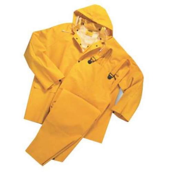 West Chester 4035/XXXL 35mL PVC Over Polyester 3Pcs Rain Suit, Detachable Hood - Yellow Each
