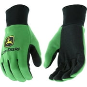 West Chester - JD00002/L John Deere JD00002 Jersey Gloves - Large, 10 oz Jersey Gloves, Ribbed Knit Wrist, Polyester/Cotton Fabric Straight Thumb, Green/Black