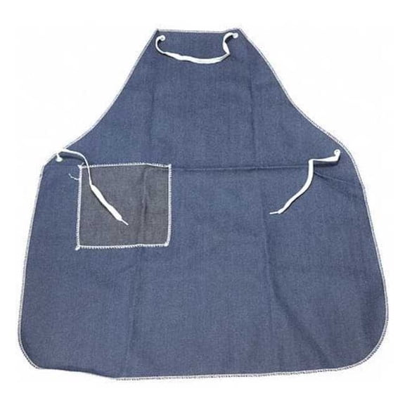 Disposable Bib Apron, Denim, Serged, 12 mil, 36 in, Blue, 36 in x 36 in