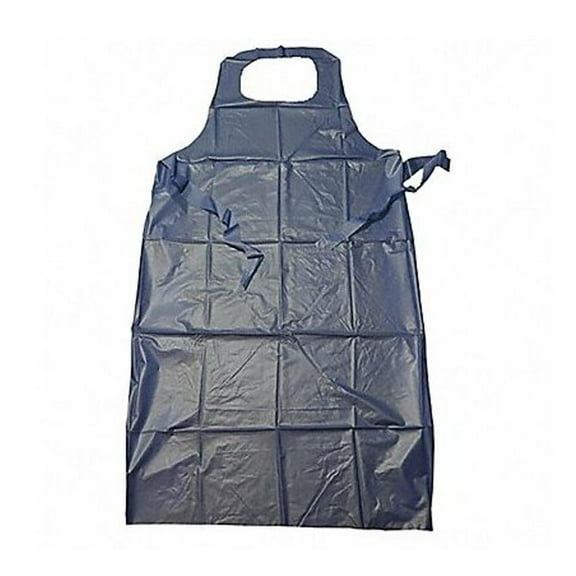 Disposable Bib Apron, Vinyl, Die-Cut, 6 mil, 45 in, Blue, 45 in x 36 in, 12 PK