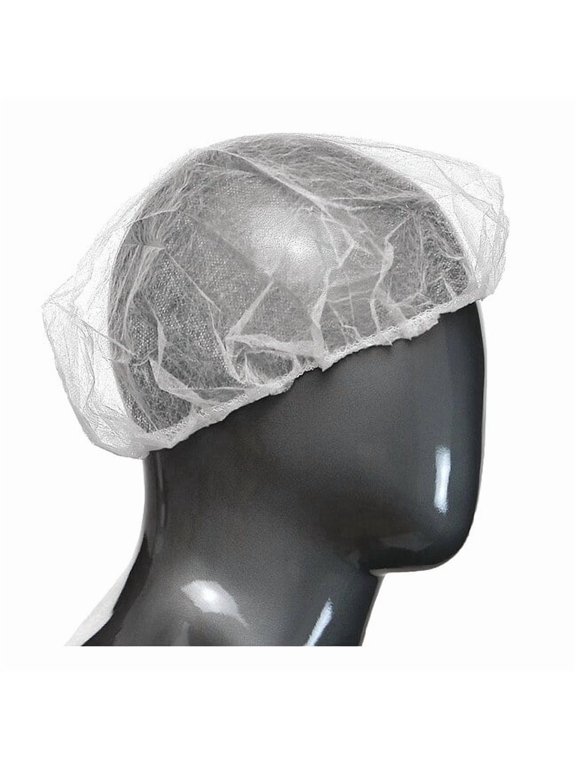 Bouffant Cap, Polypropylene, 24 in Dia., White, L, 1000 PK UB-24-1000