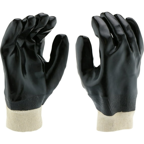 West Chester Protective Gear Men's PVC Coated Work Gloves, Black, Large, Model# 12000-L