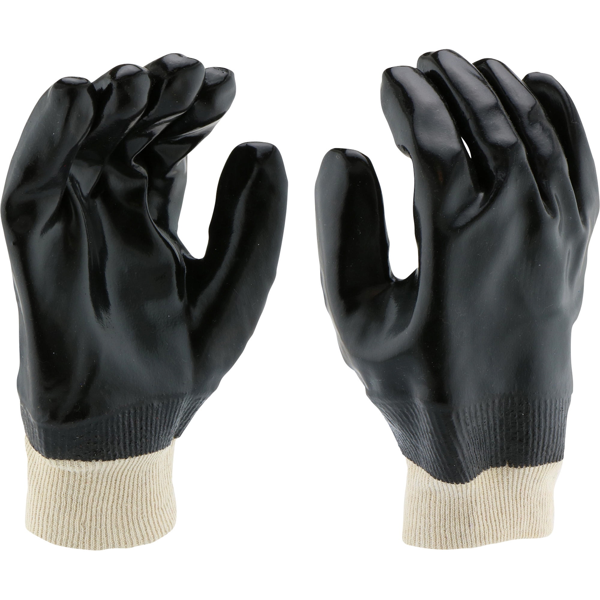 West Chester Protective Gear Men's PVC Coated Work Gloves, Black, Large, Model# 12000-L