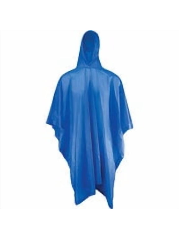 PVC Poncho Model 49106/O - Hooded - One Size, Blue