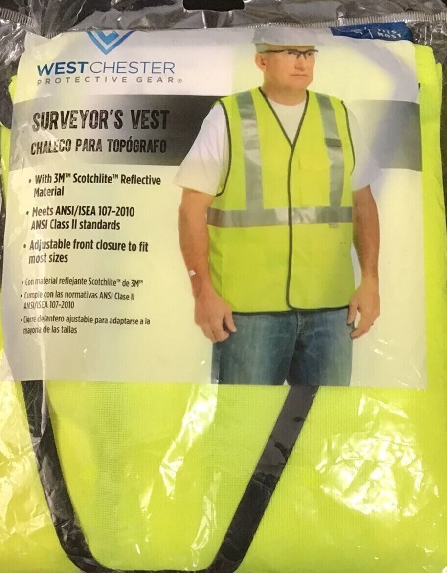West Chester Protective Gear Surveyor'S Reflective Vest Fits Most Sizes, New