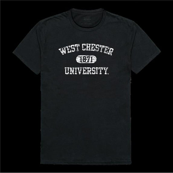 West Chester University Rams Distressed Arch College T-Shirt, Black - Medium