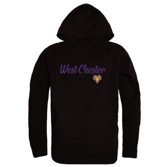 West Chester University Rams Script Hoodie, Black - Large