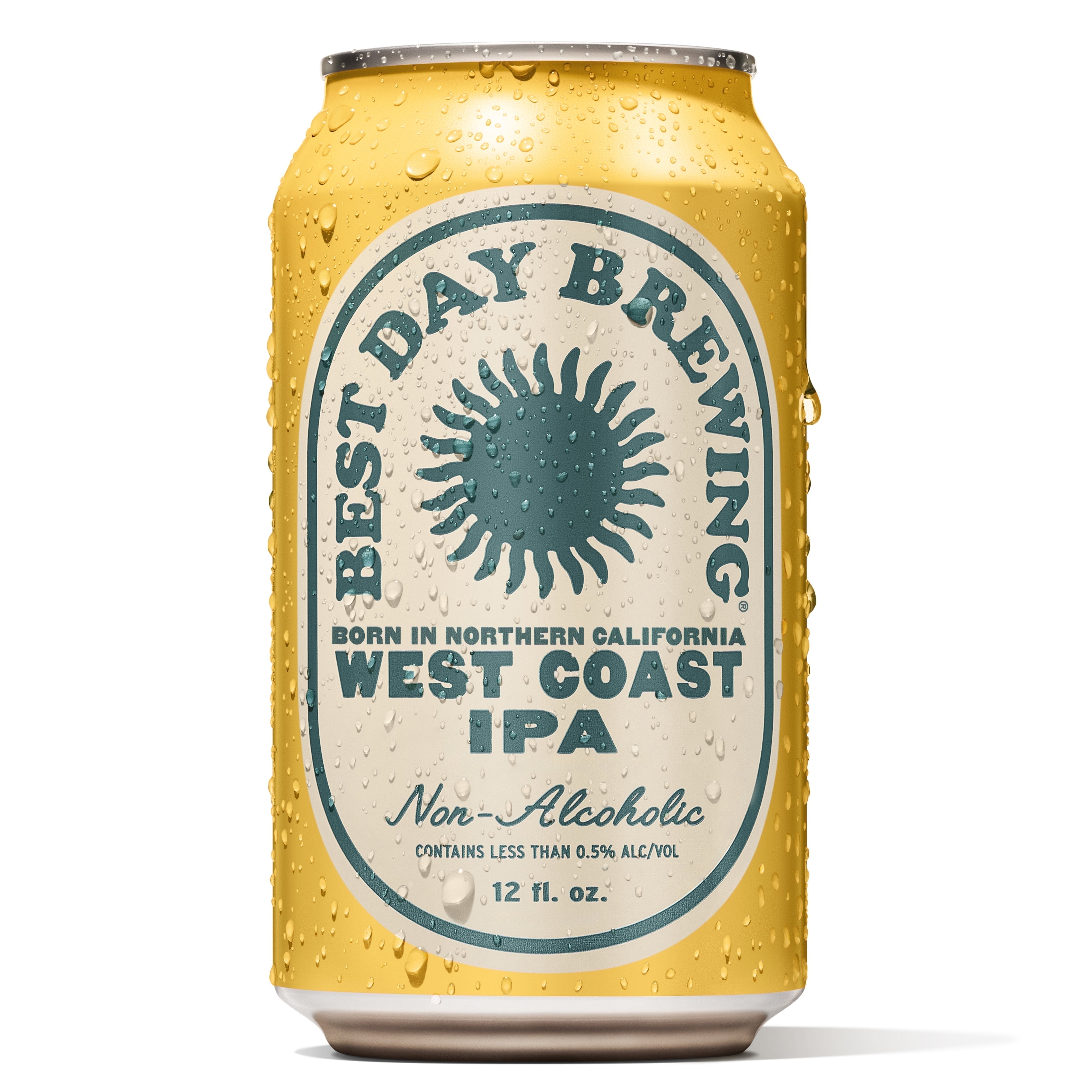 Best Day Brewing Non-Alcoholic Beer, West Coast IPA, 12 fl oz Cans, Pack of 12, < 0.5% ABV