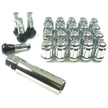 20pc CWA 7/16-20 Spline Lug Nuts – ET Tuner Style Chrome Bulge Acorn + Key