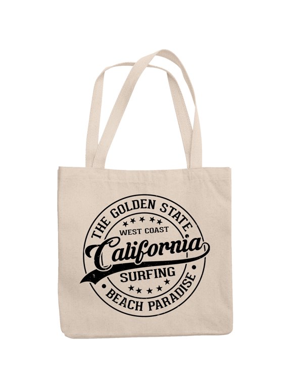West Coast California Surfing, Beach Paradise, Surfer or Surf Enthusiast, 12oz Canvas Tote Bag