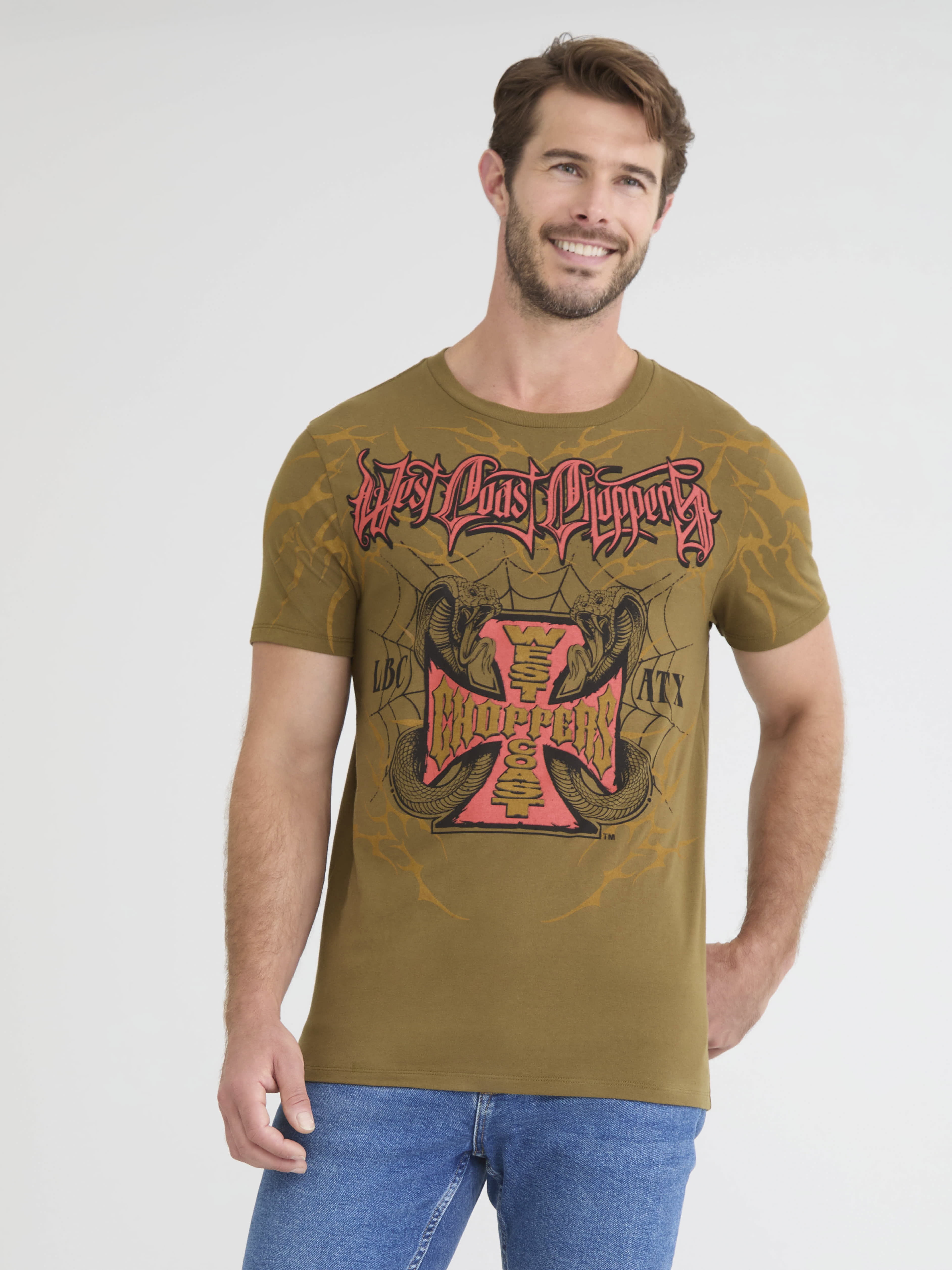 West Coast Choppers Men's Graphic Tee with Short Sleeves, Sizes S