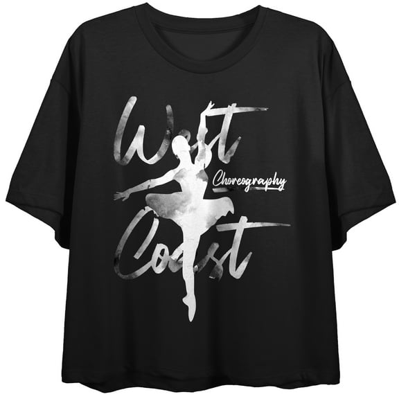 West Coast Choreography Watercolor Ballet Women's Charcoal Crop Tee-Large