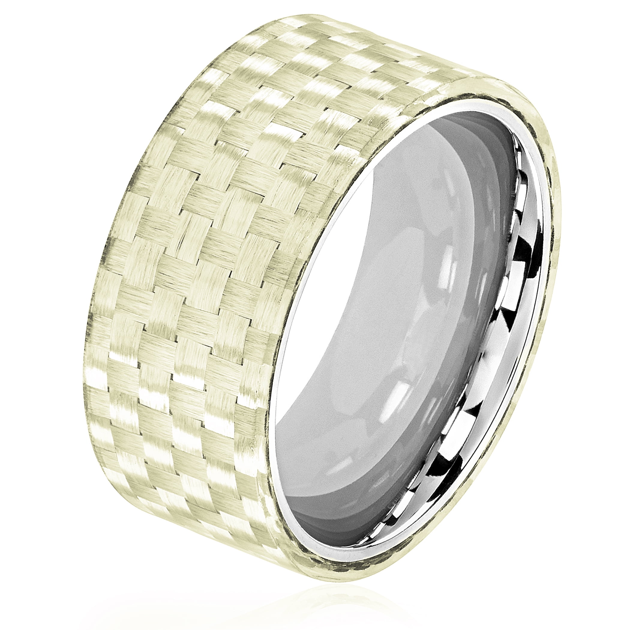 West Coast Jewelry Men's Carbon Fiber Overlay Stainless Steel Ring (10mm)