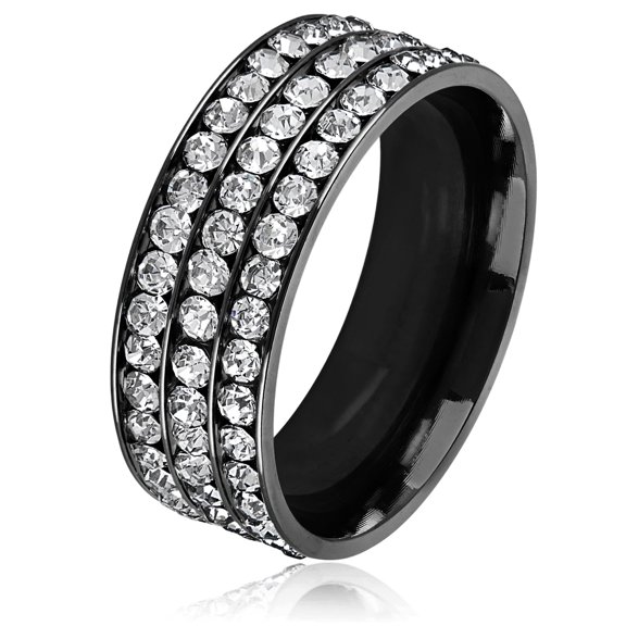 West Coast Jewelry Men's Crystal Stone Black Plated Band Ring (8mm)