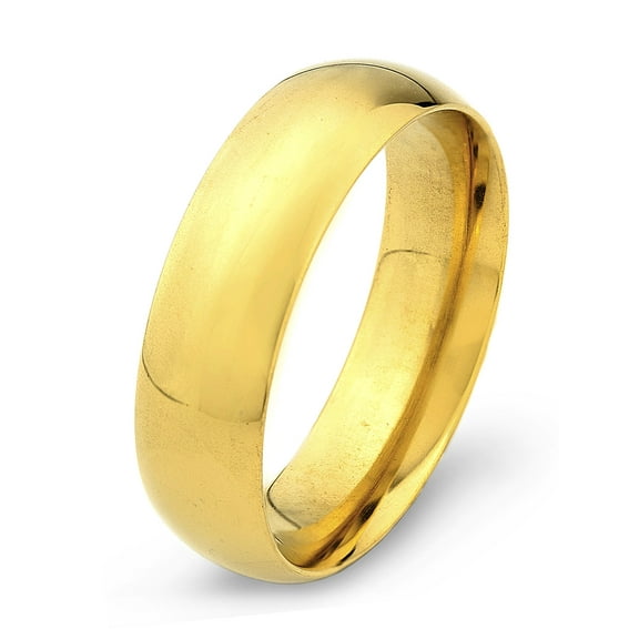 West Coast Jewelry Men's Gold Plated Stainless Steel Wedding Band Ring (6mm)